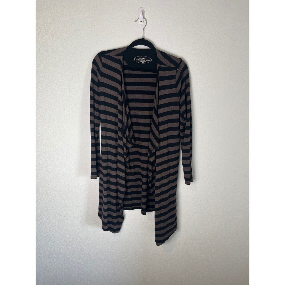 Soma Cardigan Womens Small Striped Open Front Drape Pockets Lightweight Sweater​